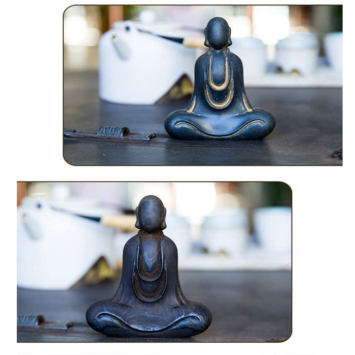 Buddha Stones Tibetan Buddha Iron Powder Rust Cast Resin Statue Desk Decoration - image 20