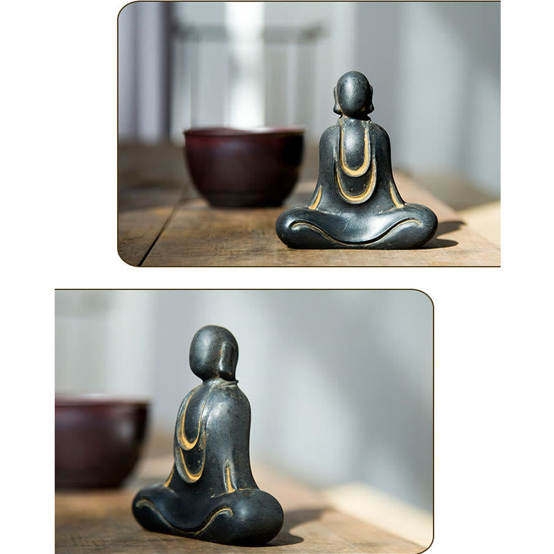 Buddha Stones Tibetan Buddha Iron Powder Rust Cast Resin Statue Desk Decoration