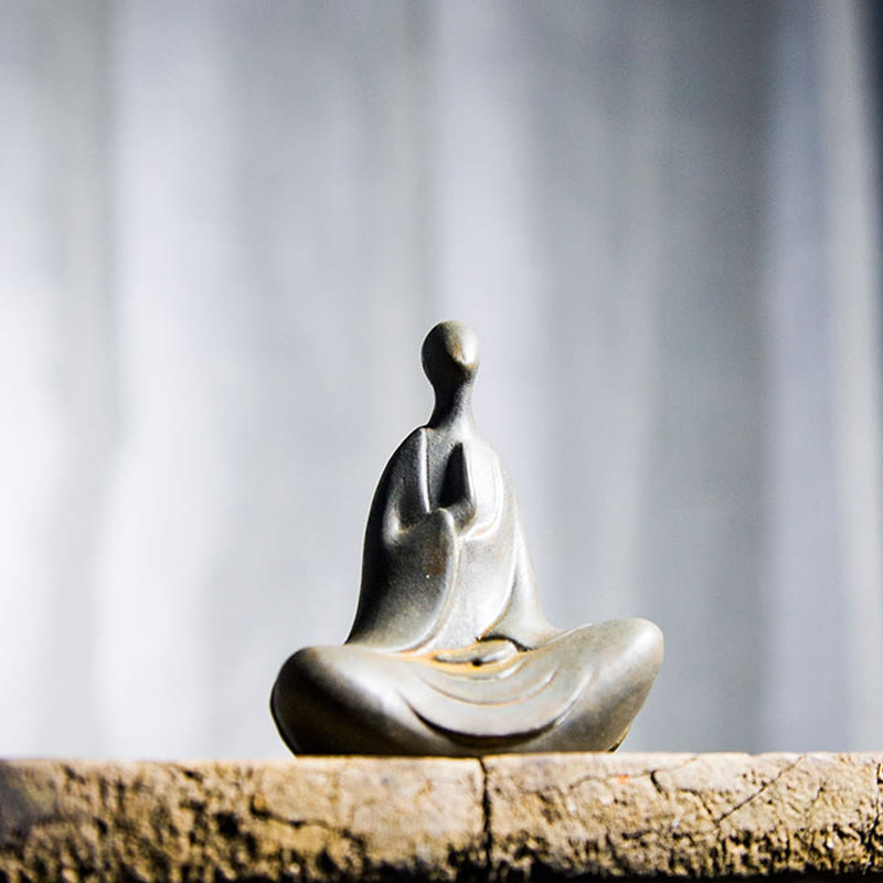 Buddha Stones Tibetan Buddha Iron Powder Rust Cast Resin Statue Desk Decoration - image 3