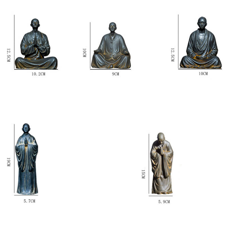 Buddha Stones Meditating Praying Monk Iron Powder Rust Cast Resin Statue Home Decoration - image 15