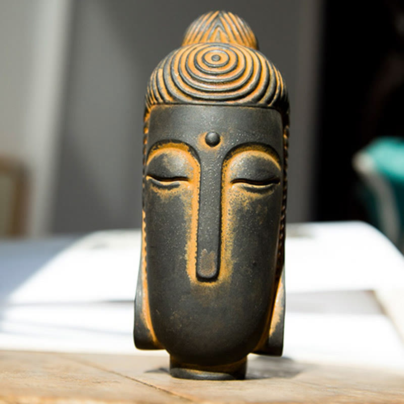 Buddha Stones Closed Eyes Meditating Buddha Iron Powder Rust Cast Resin Statue Home Decoration - image 1