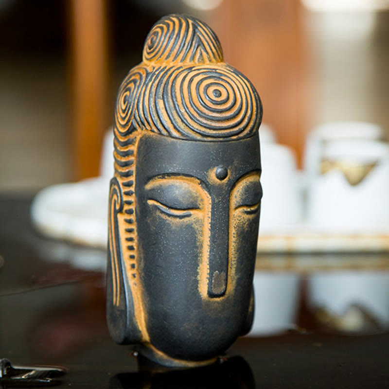 Buddha Stones Closed Eyes Meditating Buddha Iron Powder Rust Cast Resin Statue Home Decoration - image 6