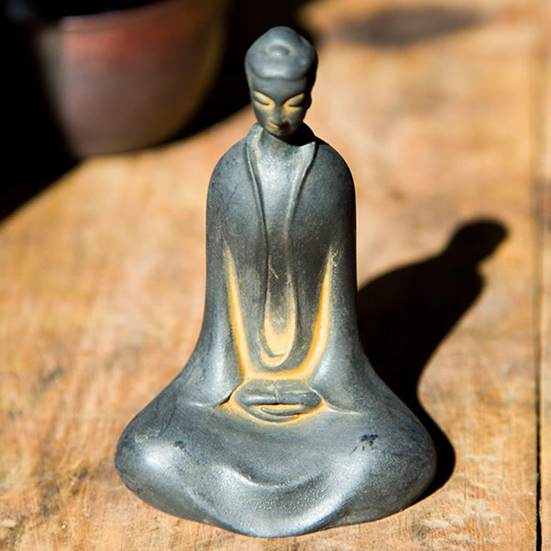 Buddha Stones Handmade Sakyamuni Buddha Iron Powder Rust Cast Resin Statue Home Decoration