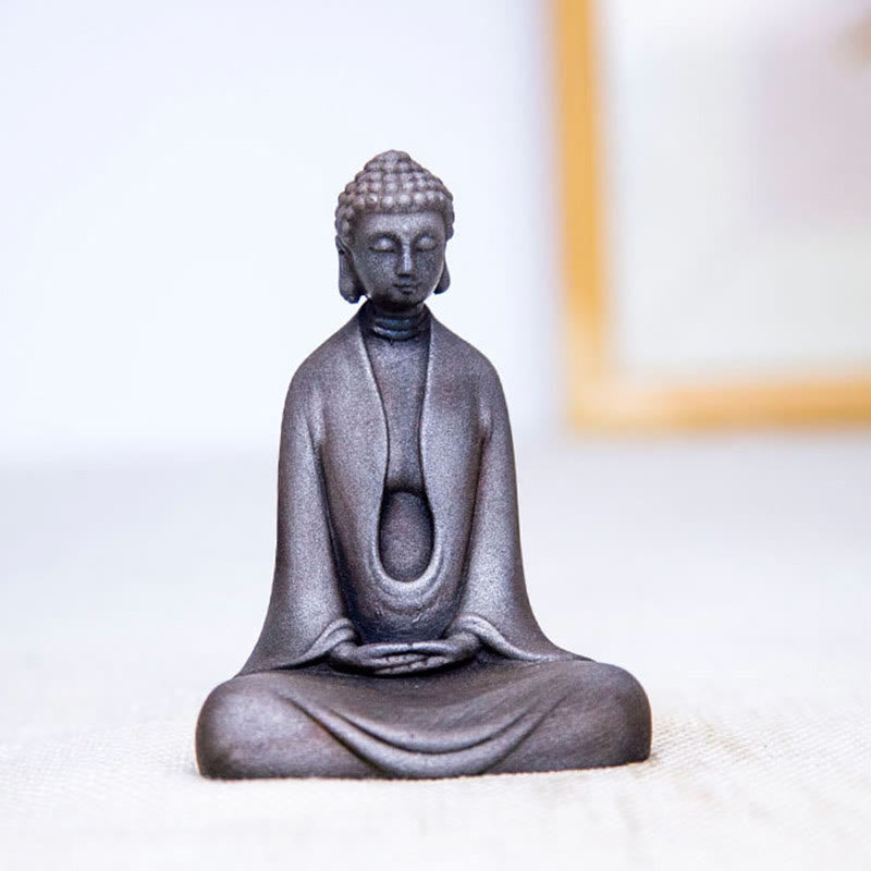 Buddha Stones Handmade Meditation Sakyamuni Buddha Iron Powder Rust Cast Resin Statue Decoration - image 27