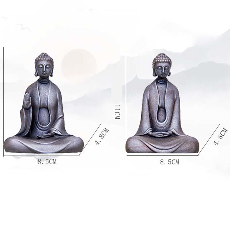 Buddha Stones Handmade Meditation Sakyamuni Buddha Iron Powder Rust Cast Resin Statue Decoration - image 30