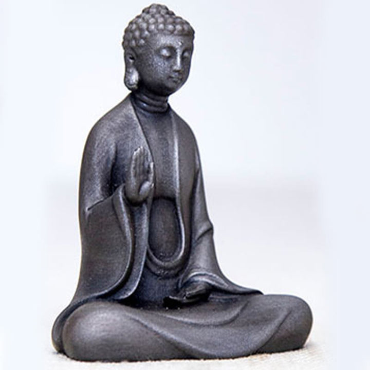 Buddha Stones Handmade Meditation Sakyamuni Buddha Iron Powder Rust Cast Resin Statue Decoration