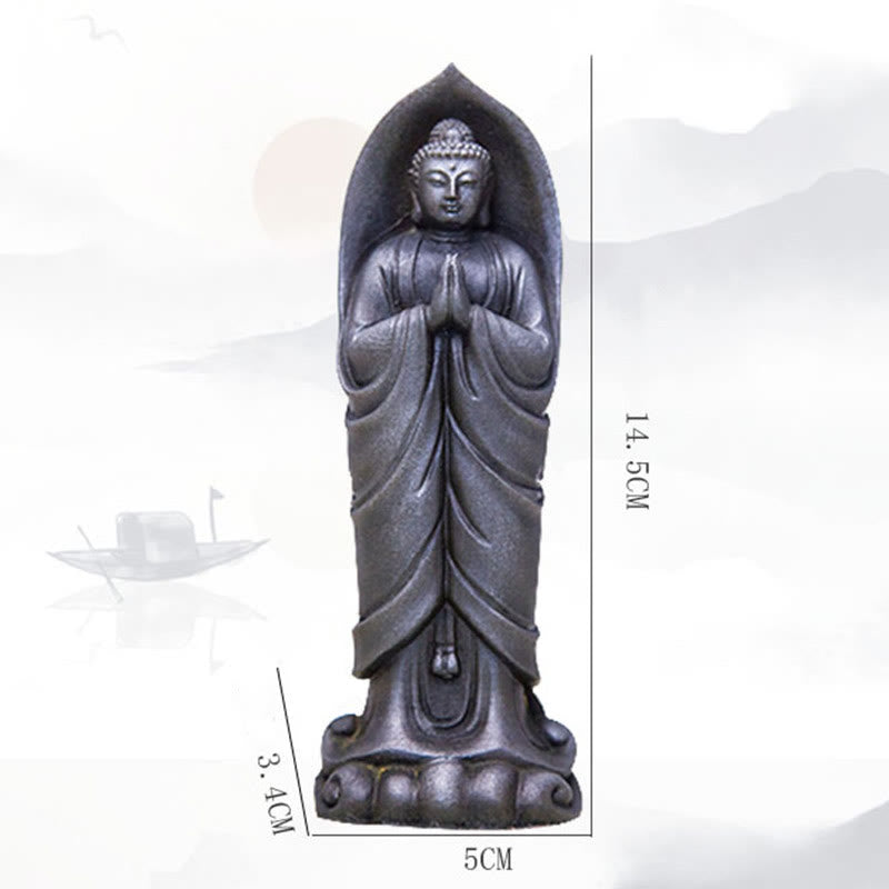Buddha Stones Handmade Sakyamuni Buddha Namaste Iron Powder Rust Cast Resin Statue Decoration - image 25