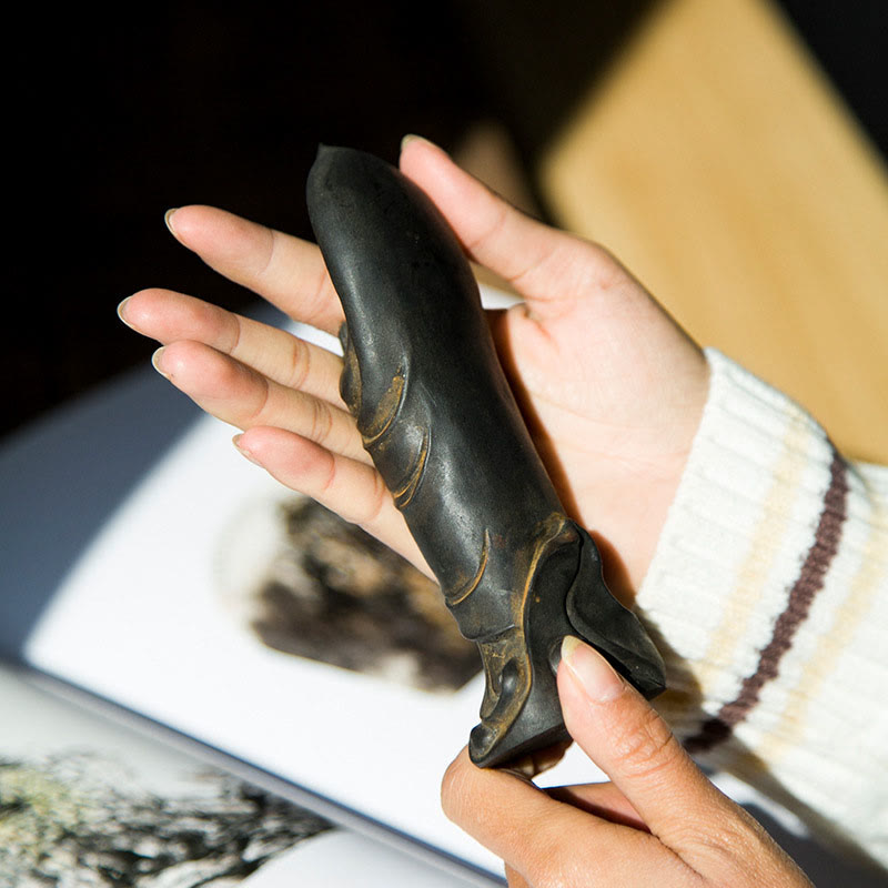 Buddha Stones Handmade Sakyamuni Buddha Namaste Iron Powder Rust Cast Resin Statue Decoration - image 3