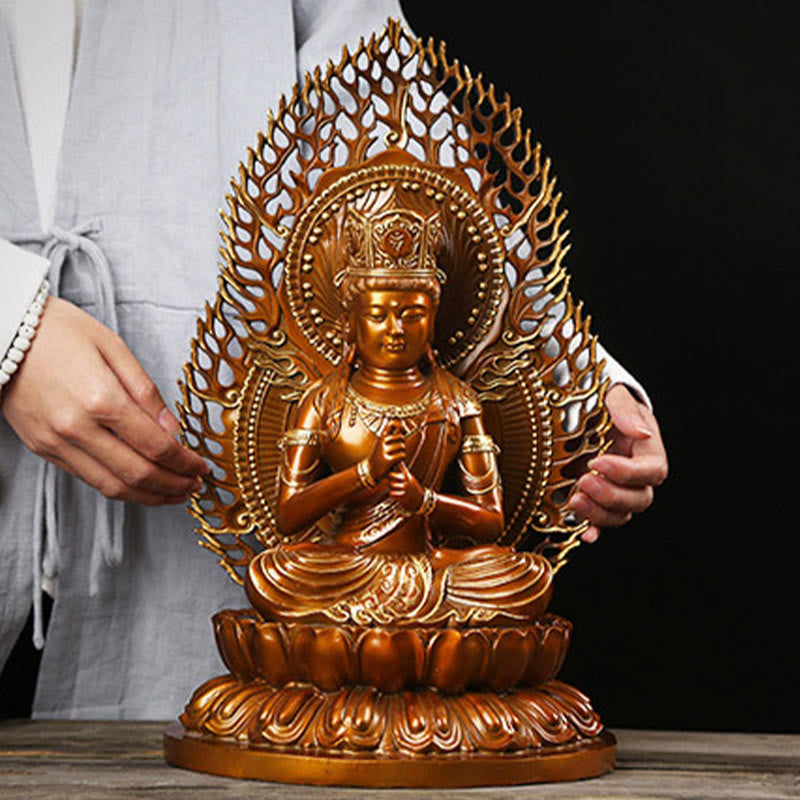 Buddha Stones Tathagata Buddha Figurine Serenity Copper Statue Home Offering Decoration - image 9