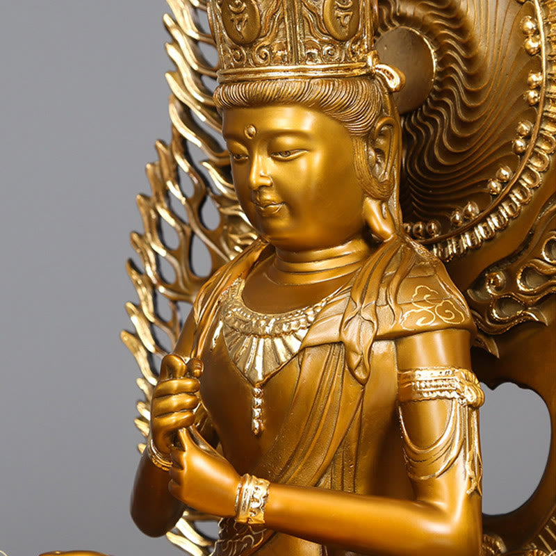 Buddha Stones Tathagata Buddha Figurine Serenity Copper Statue Home Offering Decoration - image 4