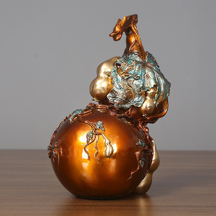 Buddha Stones Golden Gourd Brass Copper Statue Home Desk Decoration - image 10