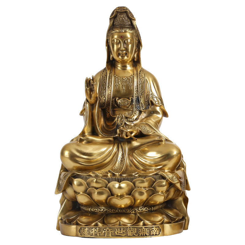 Buddha Stones Kwan Yin Avalokitesvara Wealth Brass Copper Statue Home Desk Decoration - image 12