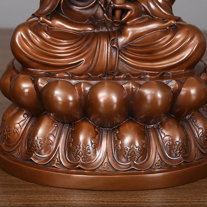 Buddha Stones Kwan Yin Avalokitesvara Lotus Wealth Copper Statue Home Desk Decoration - image 12