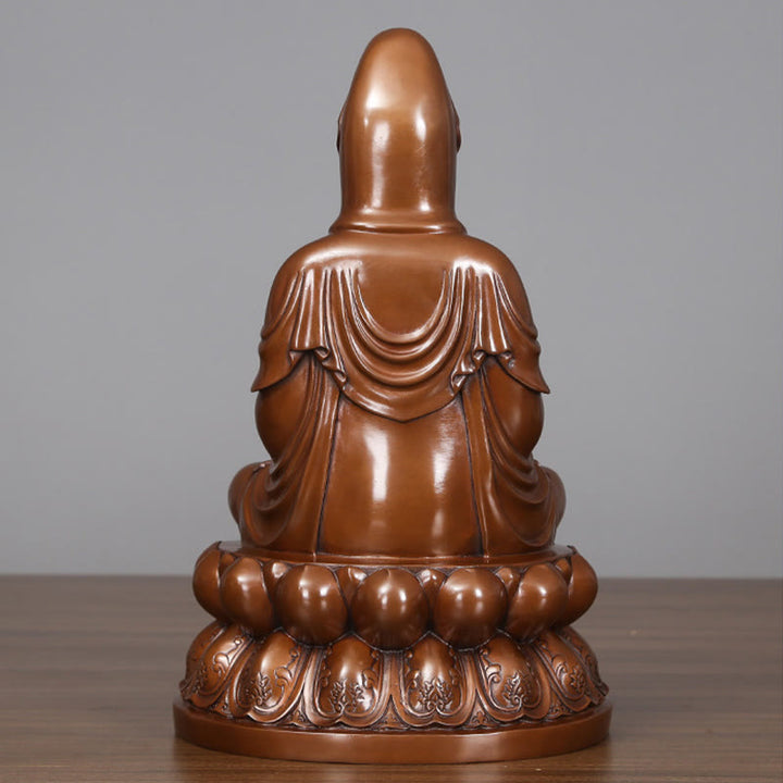 Buddha Stones Kwan Yin Avalokitesvara Lotus Wealth Copper Statue Home Desk Decoration - image 4