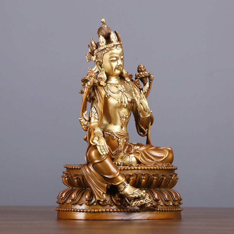 Buddha Stones Bodhisattva Green Tara Figurine Protection Brass Copper Statue Home Offering Decoration - image 1