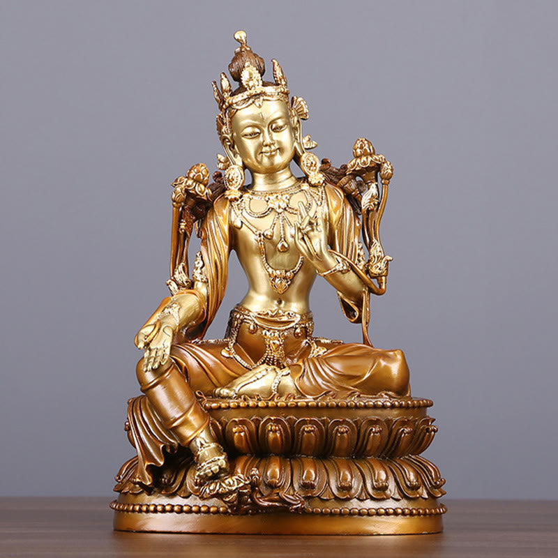 Buddha Stones Bodhisattva Green Tara Figurine Protection Brass Copper Statue Home Offering Decoration - Bodhisattva Green Tara 27*24.5*24.5cm - image 0