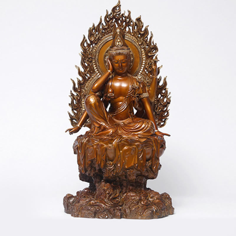 Buddha Stones Kwan Yin Avalokitesvara Success Brass Copper Statue Home Desk Altar Decoration