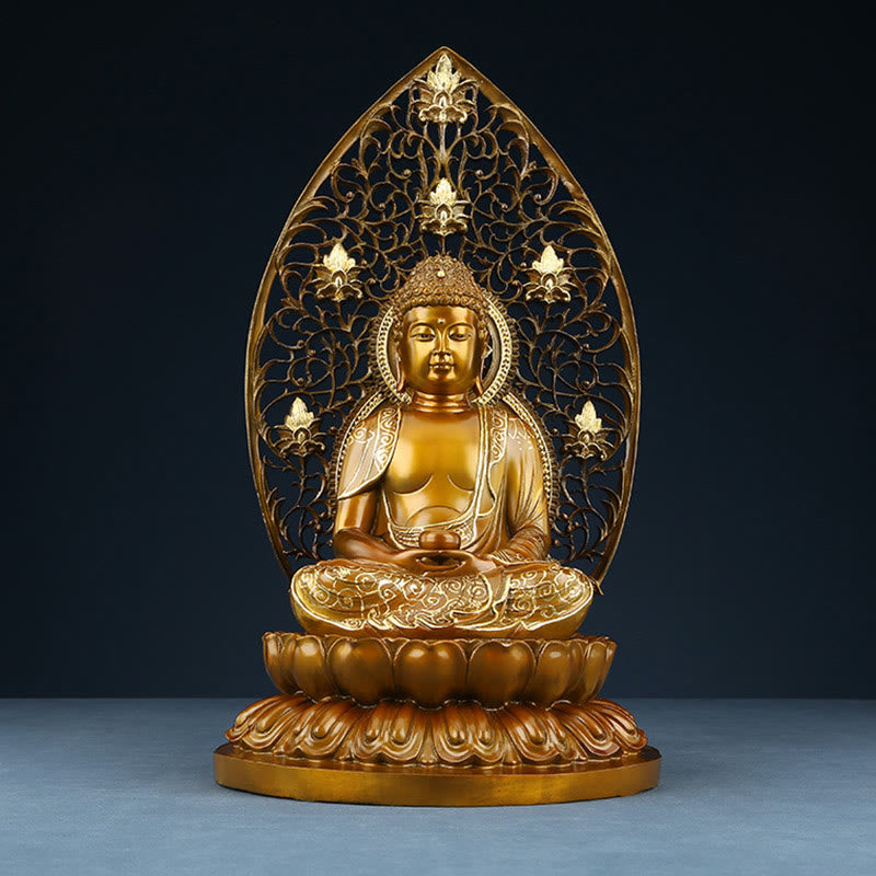 Buddha Stones Sakyamuni Amitabha Medicine Buddha Figurine Serenity Copper Statue Home Offering Decoration - image 2