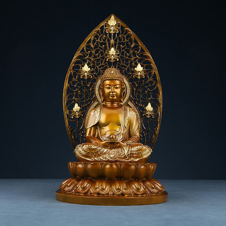 Buddha Stones Sakyamuni Amitabha Medicine Buddha Figurine Serenity Copper Statue Home Offering Decoration