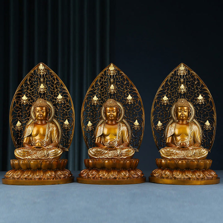Buddha Stones Sakyamuni Amitabha Medicine Buddha Figurine Serenity Copper Statue Home Offering Decoration - image 18