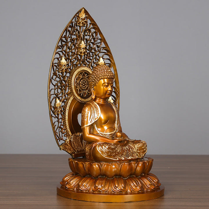 Buddha Stones Sakyamuni Amitabha Medicine Buddha Figurine Serenity Copper Statue Home Offering Decoration