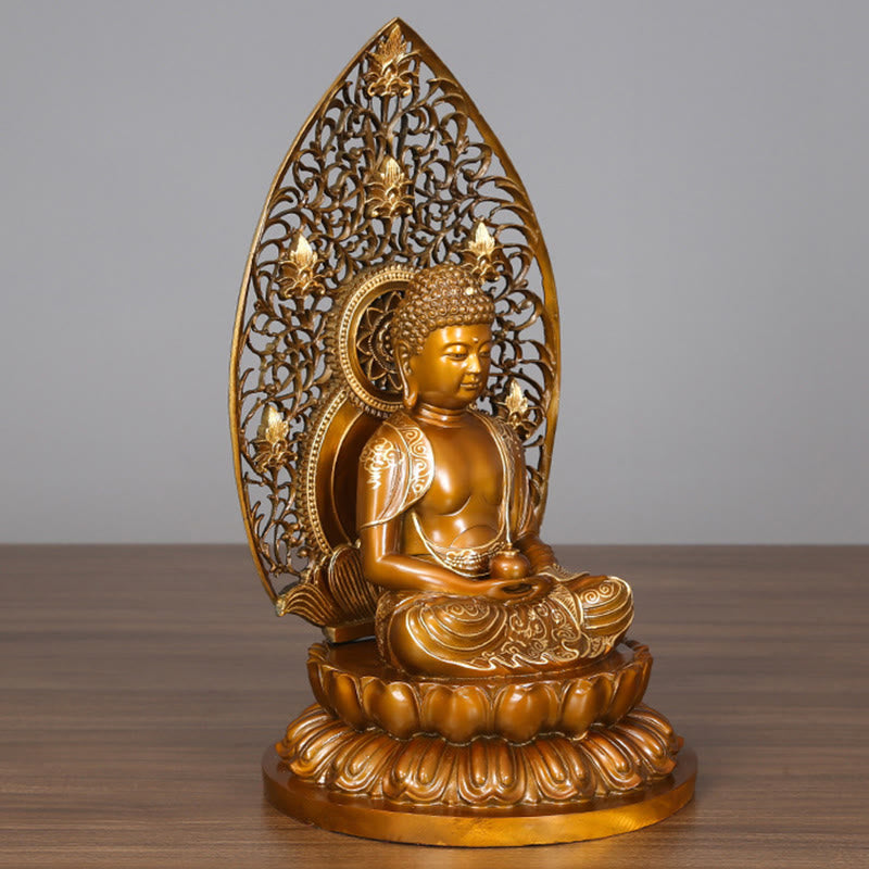 Buddha Stones Sakyamuni Amitabha Medicine Buddha Figurine Serenity Copper Statue Home Offering Decoration - image 14
