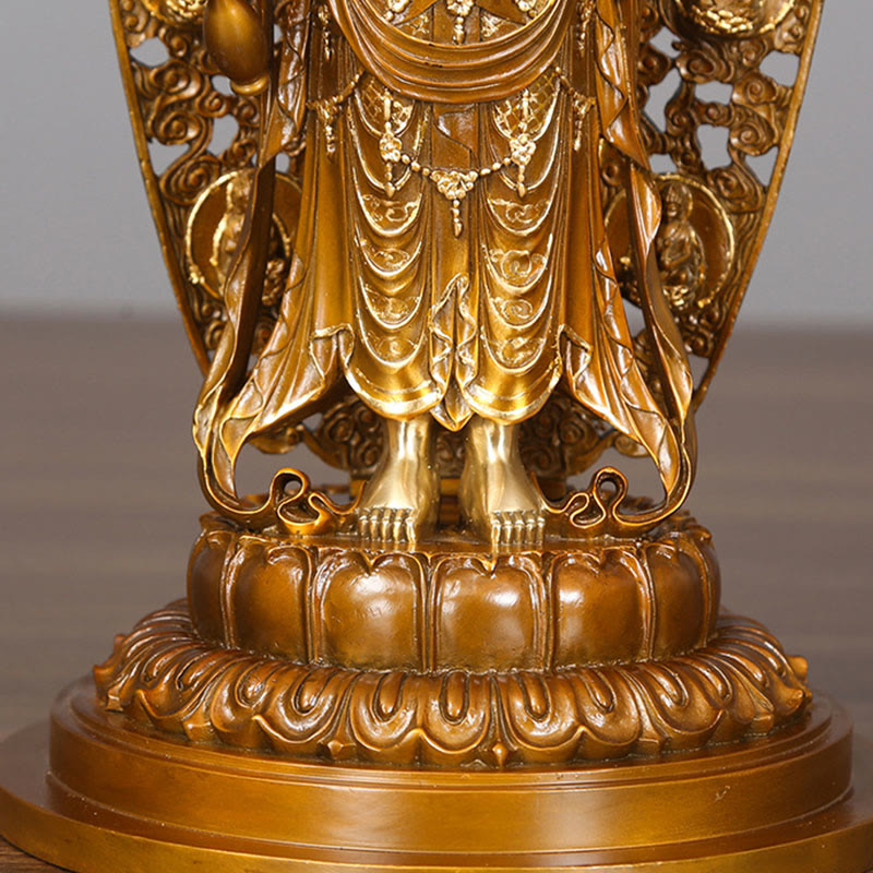 Buddha Stones Kwan Yin Avalokitesvara Aura Harmony Brass Copper Statue Home Desk Decoration - image 9