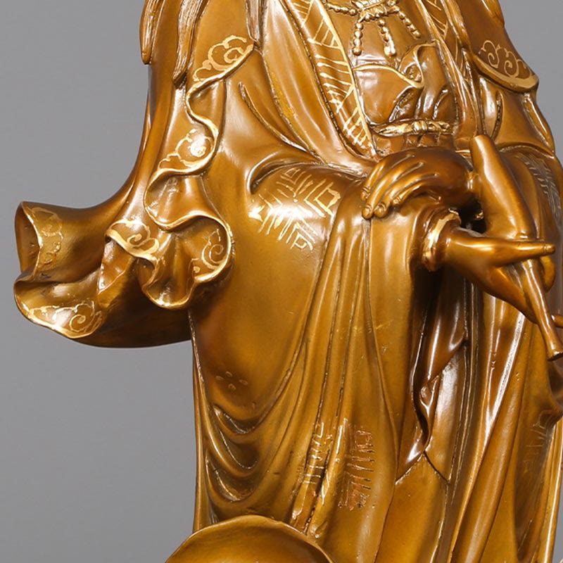 Buddha Stones Kwan Yin Avalokitesvara Holding A Vase Brass Harmony Copper Statue Home Decoration - image 14