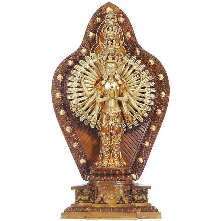 Buddha Stones Handmade Thousand-armed Avalokitesvara Kwan Yin Wealth Brass Copper Statue Decoration - image 14