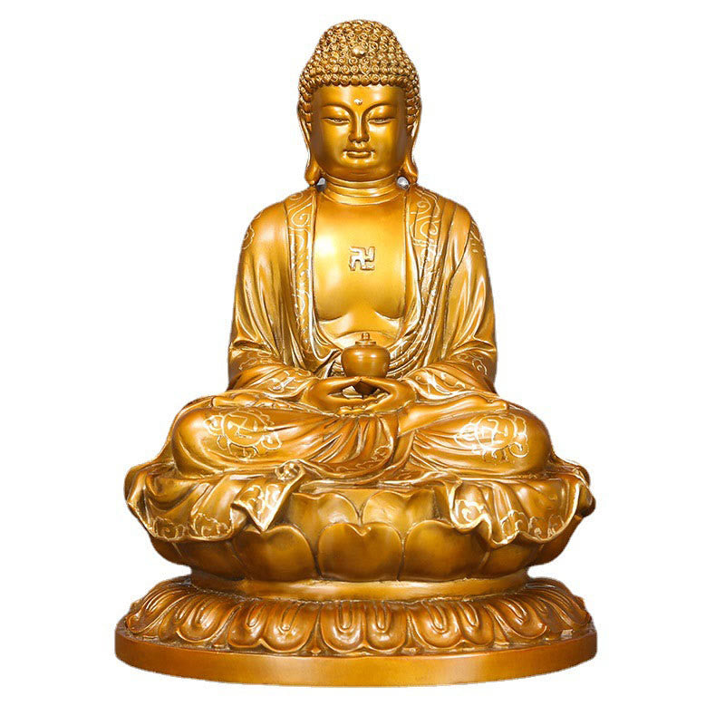 Buddha Stones Amitabha Sakyamuni Medicine Buddha Figurine Compassion Metal Copper Statue Home Decoration