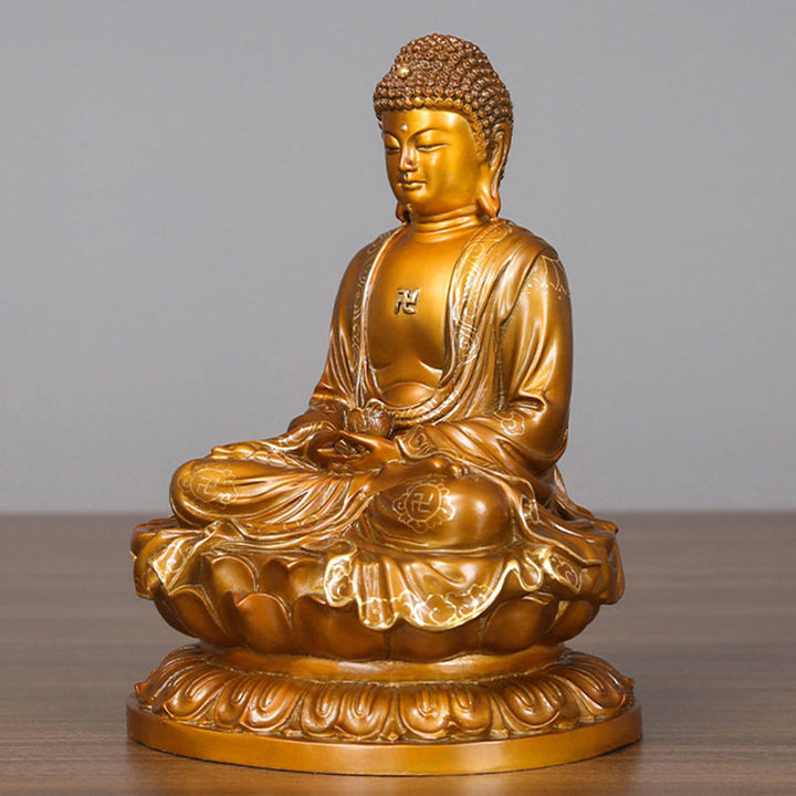 Buddha Stones Amitabha Sakyamuni Medicine Buddha Figurine Compassion Metal Copper Statue Home Decoration