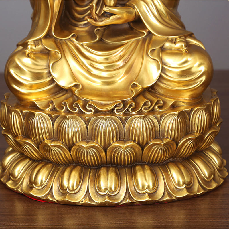 Buddha Stones Kwan Yin Avalokitesvara Holding A Willow Bottle Harmony Brass Copper Statue Home Decoration