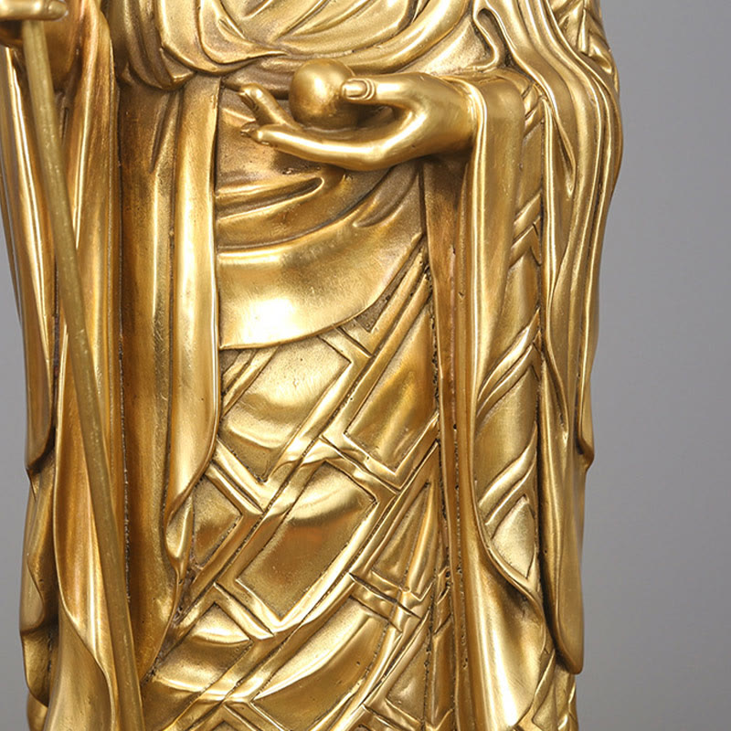 Buddha Stones Ksitigarbha Bodhisattva Figurine Compassion Copper Statue Home Offering Decoration - image 8