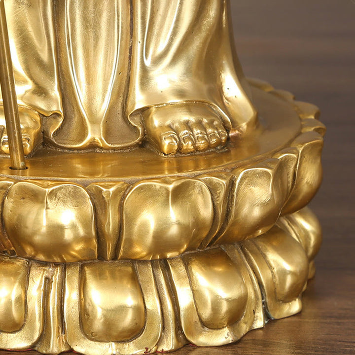 Buddha Stones Ksitigarbha Bodhisattva Figurine Compassion Copper Statue Home Offering Decoration - image 9