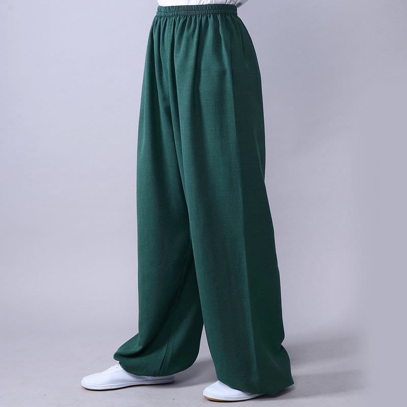 Buddha Stones Summer Elastic Waist Tai Chi Qigong Practice Cotton Linen Unisex Pants - LightSeaGreen - 3XL-FIT FOR US/UK/AU/EU-2XL - image 13