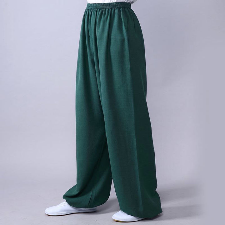 Buddha Stones Summer Elastic Waist Tai Chi Qigong Practice Cotton Linen Unisex Pants - LightSeaGreen - 3XL-FIT FOR US/UK/AU/EU-2XL - image 13