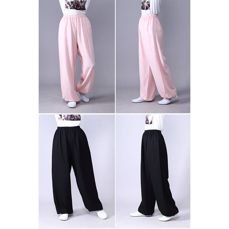 Buddha Stones Summer Elastic Waist Tai Chi Qigong Practice Cotton Linen Unisex Pants - image 17
