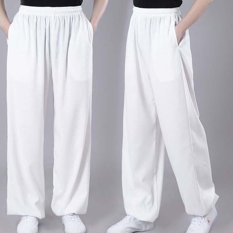 Buddha Stones Summer Unisex Elastic Waist Tai Chi Qigong Practice Breathable  Pants With Pockets - image 2