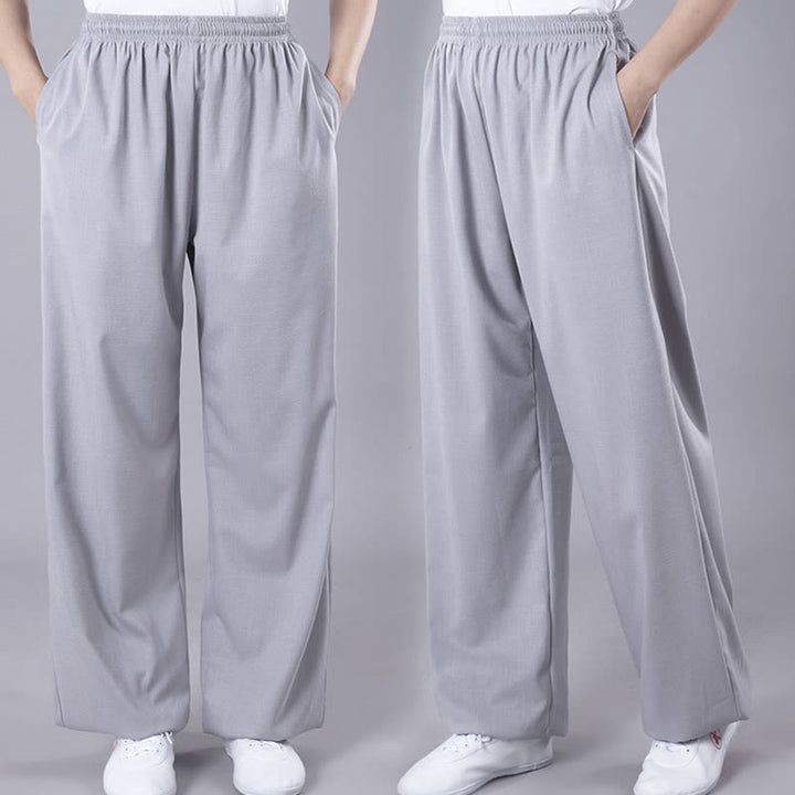 Buddha Stones Summer Unisex Elastic Waist Tai Chi Qigong Practice Breathable  Pants With Pockets - image 6