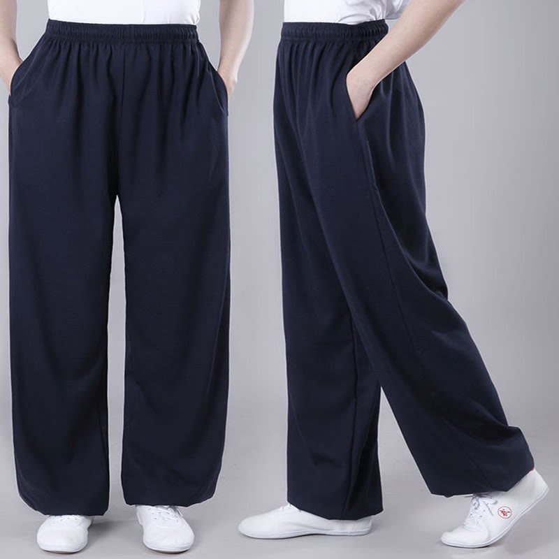Buddha Stones Summer Unisex Elastic Waist Tai Chi Qigong Practice Breathable  Pants With Pockets - image 23