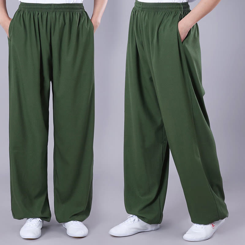 Buddha Stones Summer Unisex Elastic Waist Tai Chi Qigong Practice Breathable  Pants With Pockets - image 17