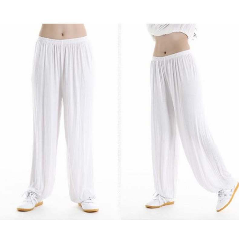 Buddha Stones Summer Elastic Waist Tai Chi Qigong Practice Modal Unisex Pants