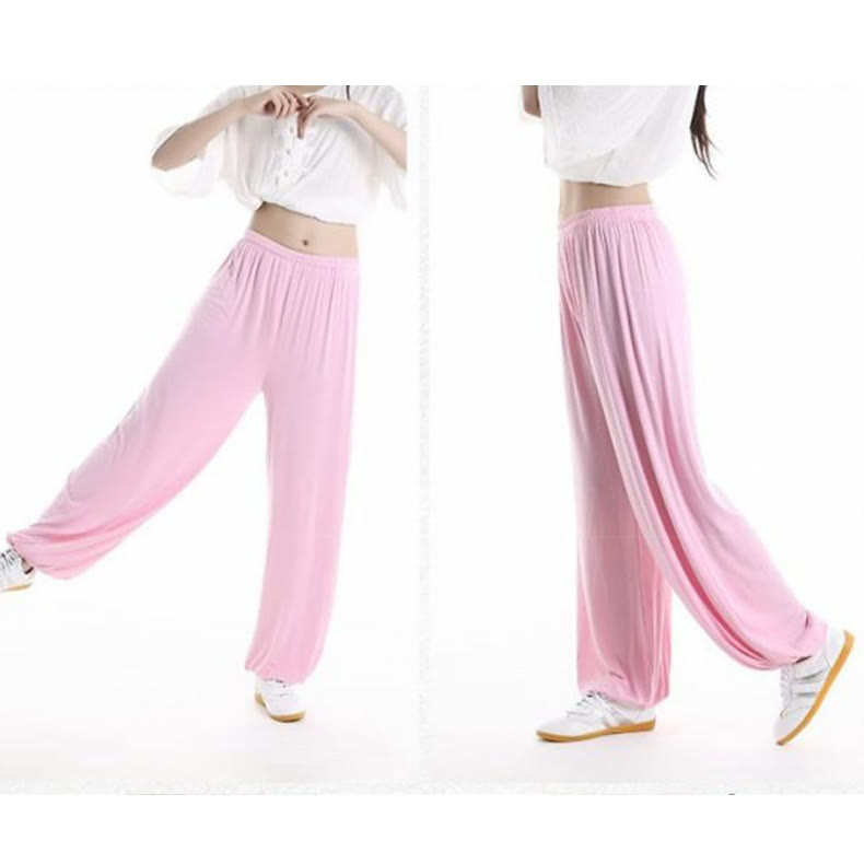 Buddha Stones Summer Elastic Waist Tai Chi Qigong Practice Modal Unisex Pants