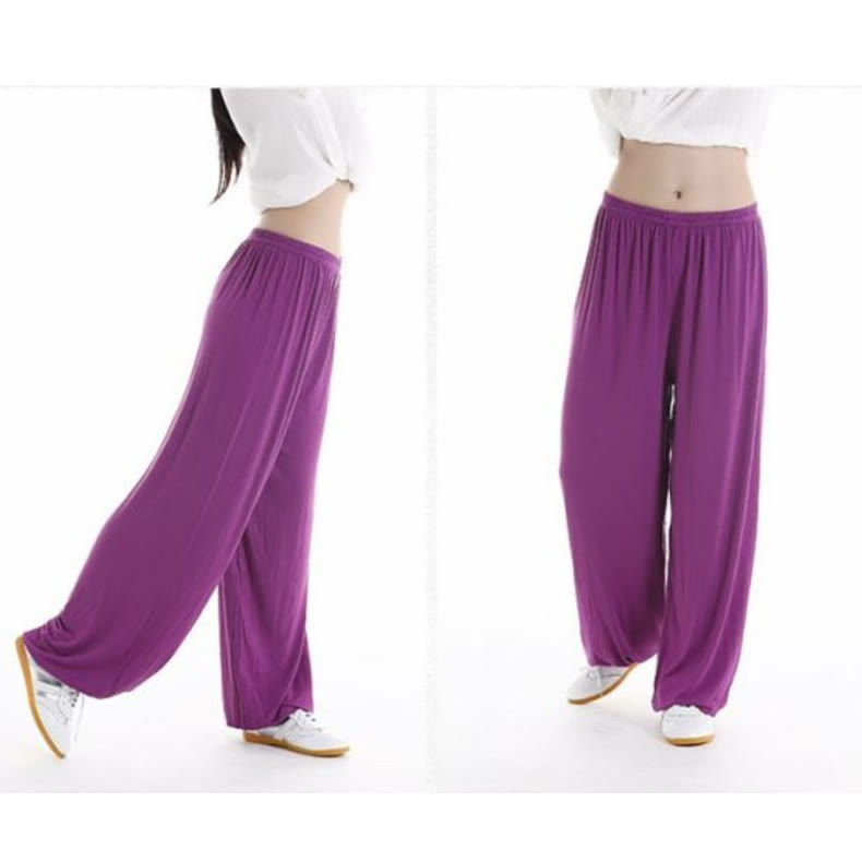 Buddha Stones Summer Elastic Waist Tai Chi Qigong Practice Modal Unisex Pants - image 9