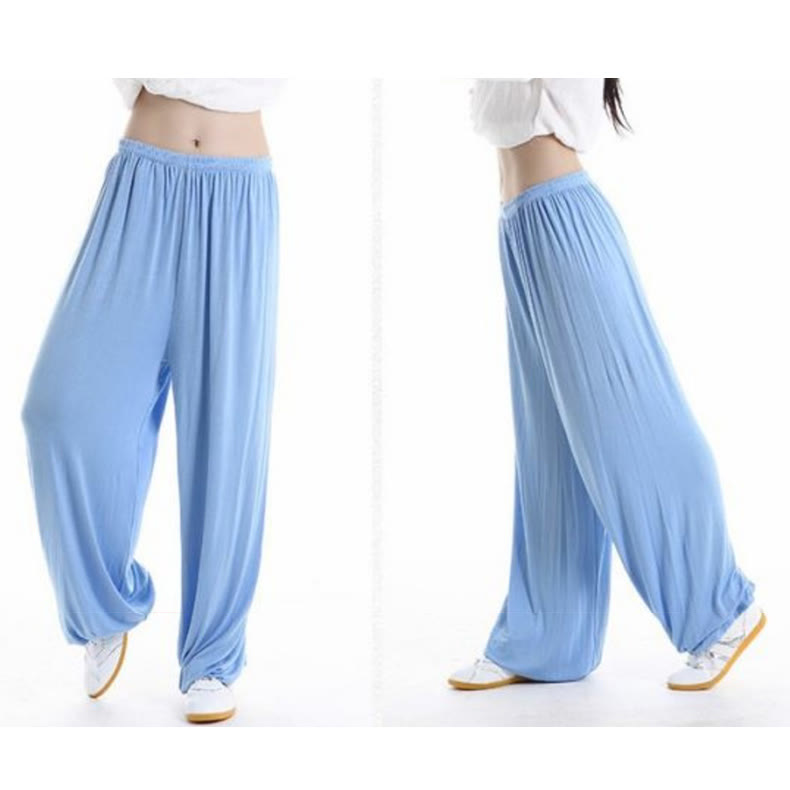 Buddha Stones Summer Elastic Waist Tai Chi Qigong Practice Modal Unisex Pants