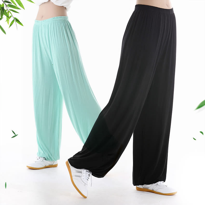 Buddha Stones Summer Elastic Waist Tai Chi Qigong Practice Modal Unisex Pants - image 20