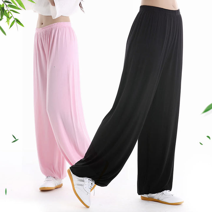 Buddha Stones Summer Elastic Waist Tai Chi Qigong Practice Modal Unisex Pants - image 3