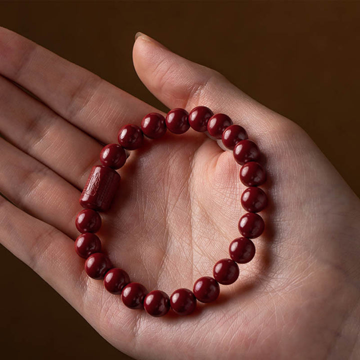 Buddha Stones Natural Cinnabar Heart Sutra Blessing Bracelet