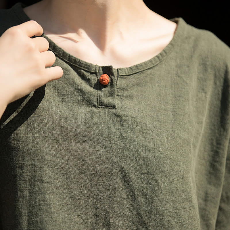 Buddha Stones Causal Half Sleeve Ramie Linen Cotton T-shirt Tee - image 15