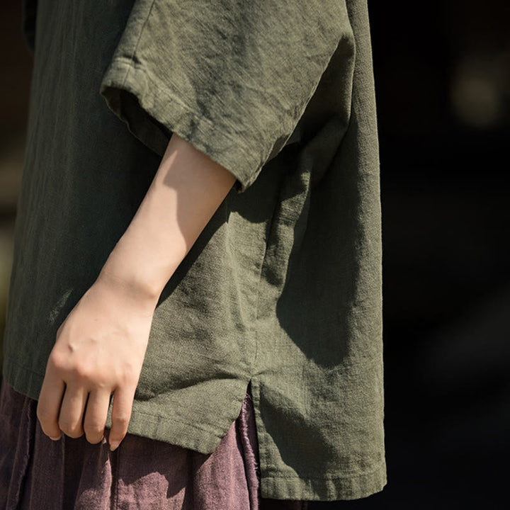 Buddha Stones Causal Half Sleeve Ramie Linen Cotton T-shirt Tee - image 16